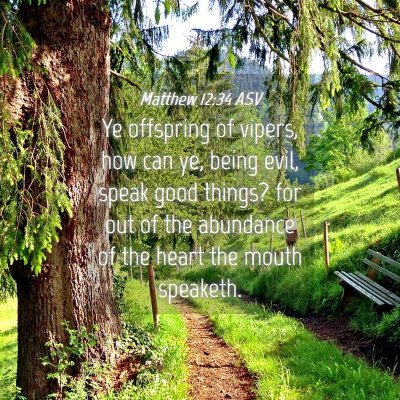 Picture 04 - Matthew 12:34 ASV - Ye offspring of vipers, how can ye, being evil, - Bible Verse Picture