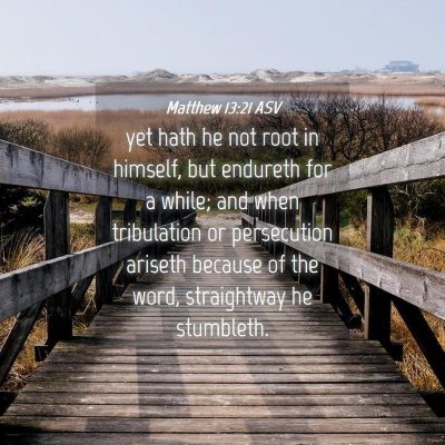 Picture 04 - Matthew 13:21 ASV - yet hath he not root in himself, but endureth for - Bible Verse Picture