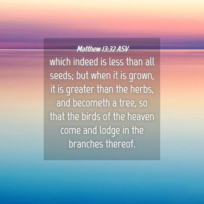 Picture 04 - Matthew 13:32 ASV - which indeed is less than all seeds; but when it - Bible Verse Picture