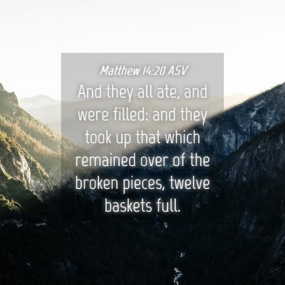 Picture 04 - Matthew 14:20 ASV - And they all ate, and were filled: and they took - Bible Verse Picture