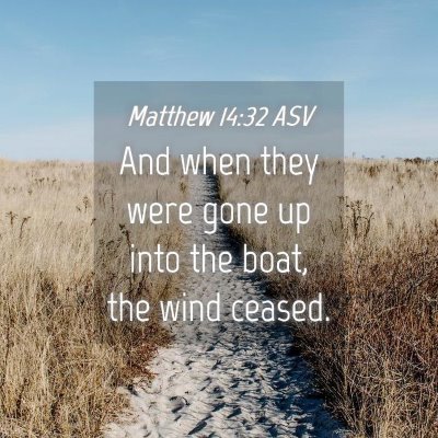 Picture 04 - Matthew 14:32 ASV - And when they were gone up into the boat, the - Bible Verse Picture
