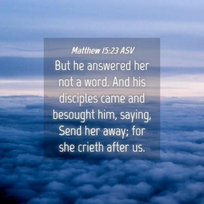 Picture 04 - Matthew 15:23 ASV - But he answered her not a word. And his disciples - Bible Verse Picture
