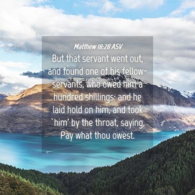 Picture 04 - Matthew 18:28 ASV - But that servant went out, and found one of his - Bible Verse Picture
