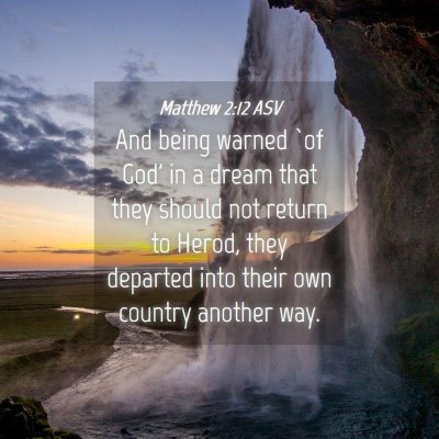Picture 04 - Matthew 2:12 ASV - And being warned `of God' in a dream that they - Bible Verse Picture