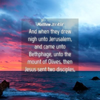 Picture 04 - Matthew 21:1 ASV - And when they drew nigh unto Jerusalem, and came - Bible Verse Picture