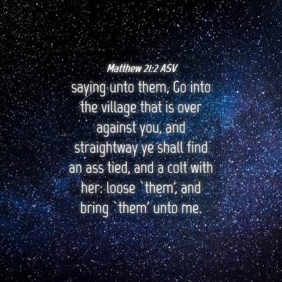 Picture 04 - Matthew 21:2 ASV - saying unto them, Go into the village that is - Bible Verse Picture