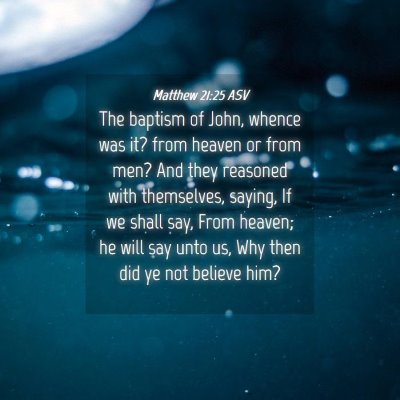 Picture 04 - Matthew 21:25 ASV - The baptism of John, whence was it? from heaven - Bible Verse Picture
