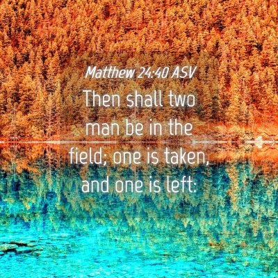 Picture 04 - Matthew 24:40 ASV - Then shall two man be in the field; one is taken, - Bible Verse Picture