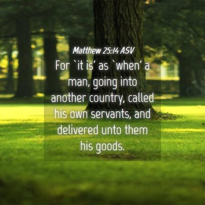 Picture 04 - Matthew 25:14 ASV - For `it is' as `when' a man, going into another - Bible Verse Picture