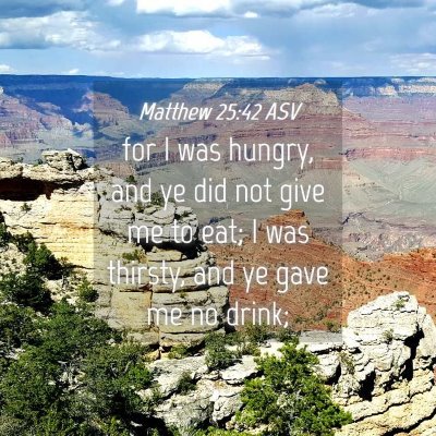 Picture 04 - Matthew 25:42 ASV - for I was hungry, and ye did not give me to eat; - Bible Verse Picture
