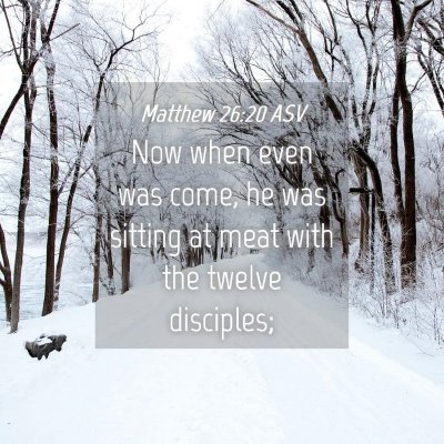 Picture 04 - Matthew 26:20 ASV - Now when even was come, he was sitting at meat - Bible Verse Picture