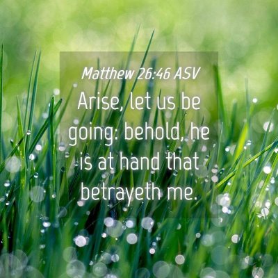 Picture 04 - Matthew 26:46 ASV - Arise, let us be going: behold, he is at hand - Bible Verse Picture