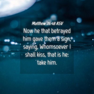 Picture 04 - Matthew 26:48 ASV - Now he that betrayed him gave them a sign, - Bible Verse Picture