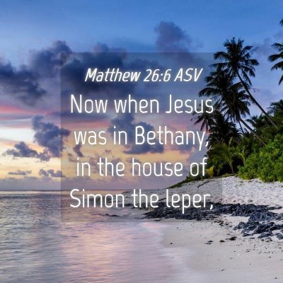 Picture 04 - Matthew 26:6 ASV - Now when Jesus was in Bethany, in the house of - Bible Verse Picture
