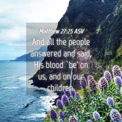 Picture 04 - Matthew 27:25 ASV - And all the people answered and said, His blood - Bible Verse Picture