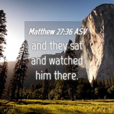 Picture 04 - Matthew 27:36 ASV - and they sat and watched him - Bible Verse Picture