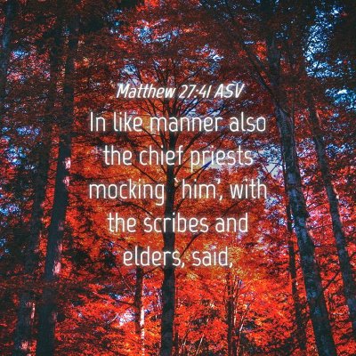 Picture 04 - Matthew 27:41 ASV - In like manner also the chief priests mocking - Bible Verse Picture
