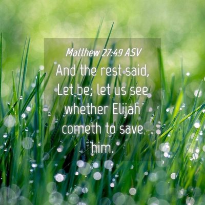Picture 04 - Matthew 27:49 ASV - And the rest said, Let be; let us see whether - Bible Verse Picture