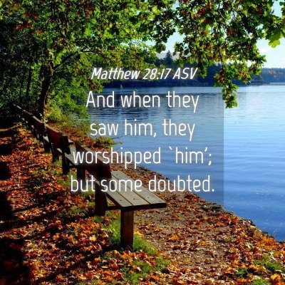 Picture 04 - Matthew 28:17 ASV - And when they saw him, they worshipped `him'; but - Bible Verse Picture