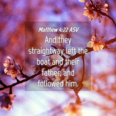 Picture 04 - Matthew 4:22 ASV - And they straightway left the boat and their - Bible Verse Picture