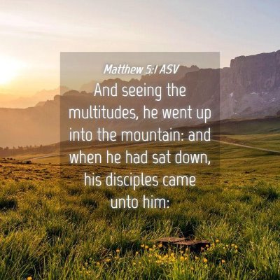 Picture 04 - Matthew 5:1 ASV - And seeing the multitudes, he went up into the - Bible Verse Picture