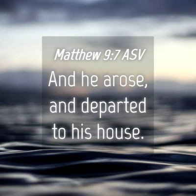 Picture 04 - Matthew 9:7 ASV - And he arose, and departed to his - Bible Verse Picture