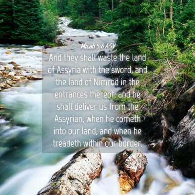 Picture 04 - Micah 5:6 ASV - And they shall waste the land of Assyria with the - Bible Verse Picture