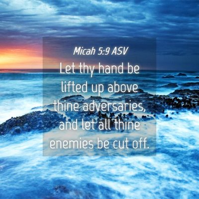 Picture 04 - Micah 5:9 ASV - Let thy hand be lifted up above thine - Bible Verse Picture