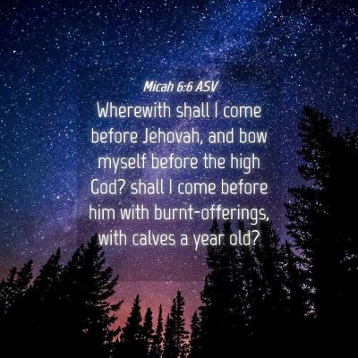 Picture 04 - Micah 6:6 ASV - Wherewith shall I come before Jehovah, and bow - Bible Verse Picture