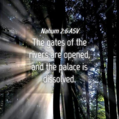 Picture 04 - Nahum 2:6 ASV - The gates of the rivers are opened, and the - Bible Verse Picture