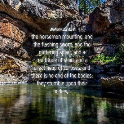 Picture 04 - Nahum 3:3 ASV - the horseman mounting, and the flashing sword, - Bible Verse Picture