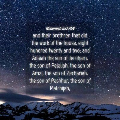 Picture 04 - Nehemiah 11:12 ASV - and their brethren that did the work of the - Bible Verse Picture