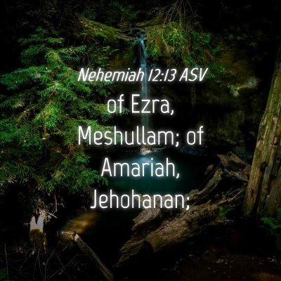 Picture 04 - Nehemiah 12:13 ASV - of Ezra, Meshullam; of Amariah, - Bible Verse Picture