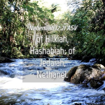 Picture 04 - Nehemiah 12:21 ASV - of Hilkiah, Hashabiah; of Jedaiah, - Bible Verse Picture