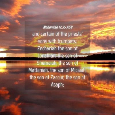 Picture 04 - Nehemiah 12:35 ASV - and certain of the priests' sons with trumpets: - Bible Verse Picture