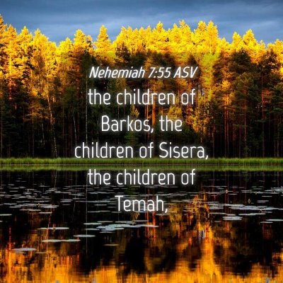 Picture 04 - Nehemiah 7:55 ASV - the children of Barkos, the children of Sisera, - Bible Verse Picture
