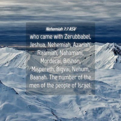 Picture 04 - Nehemiah 7:7 ASV - who came with Zerubbabel, Jeshua, Nehemiah, - Bible Verse Picture