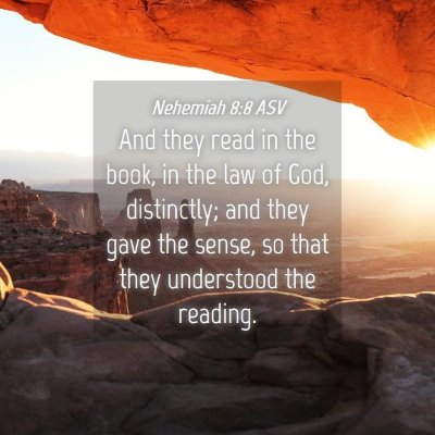 Picture 04 - Nehemiah 8:8 ASV - And they read in the book, in the law of God, - Bible Verse Picture