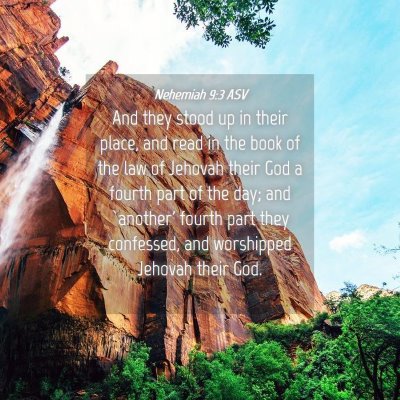 Picture 04 - Nehemiah 9:3 ASV - And they stood up in their place, and read in the - Bible Verse Picture