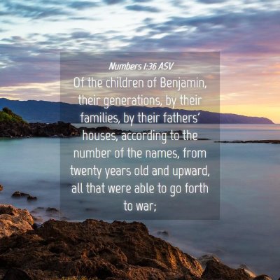 Picture 04 - Numbers 1:36 ASV - Of the children of Benjamin, their generations, - Bible Verse Picture