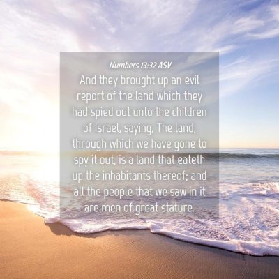 Picture 04 - Numbers 13:32 ASV - And they brought up an evil report of the land - Bible Verse Picture