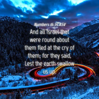 Picture 04 - Numbers 16:34 ASV - And all Israel that were round about them fled at - Bible Verse Picture