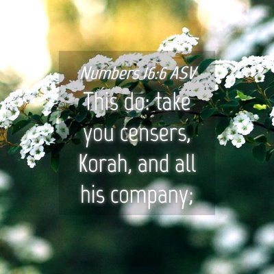 Picture 04 - Numbers 16:6 ASV - This do: take you censers, Korah, and all his - Bible Verse Picture