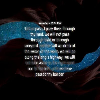 Picture 04 - Numbers 20:17 ASV - Let us pass, I pray thee, through thy land: we - Bible Verse Picture