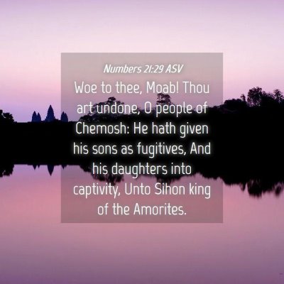 Picture 04 - Numbers 21:29 ASV - Woe to thee, Moab! Thou art undone, O people of - Bible Verse Picture