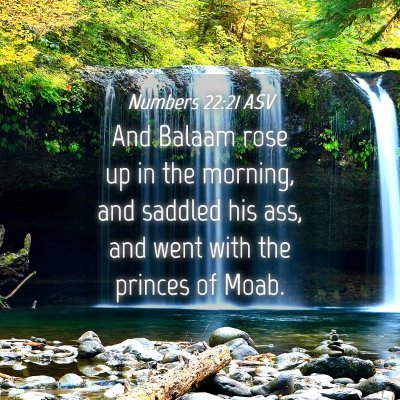 Picture 04 - Numbers 22:21 ASV - And Balaam rose up in the morning, and saddled - Bible Verse Picture
