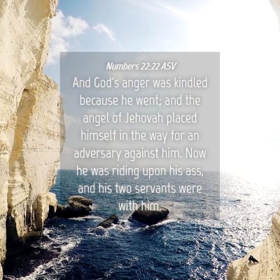 Picture 04 - Numbers 22:22 ASV - And God's anger was kindled because he went; and - Bible Verse Picture