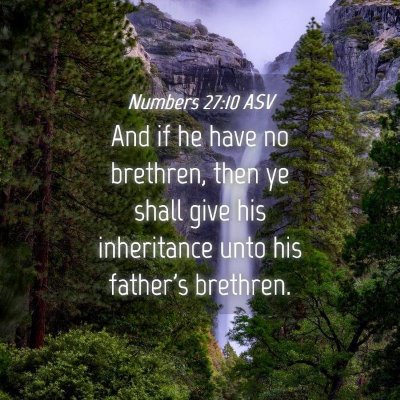 Picture 04 - Numbers 27:10 ASV - And if he have no brethren, then ye shall give - Bible Verse Picture