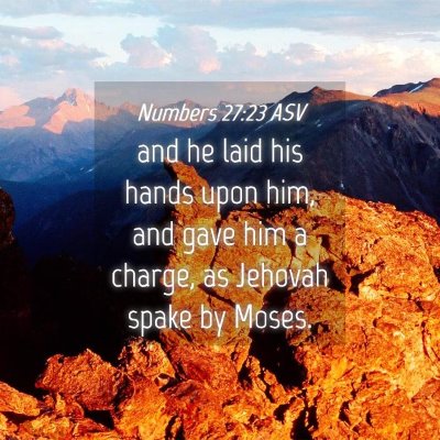 Picture 04 - Numbers 27:23 ASV - and he laid his hands upon him, and gave him a - Bible Verse Picture