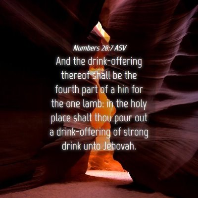 Picture 04 - Numbers 28:7 ASV - And the drink-offering thereof shall be the - Bible Verse Picture